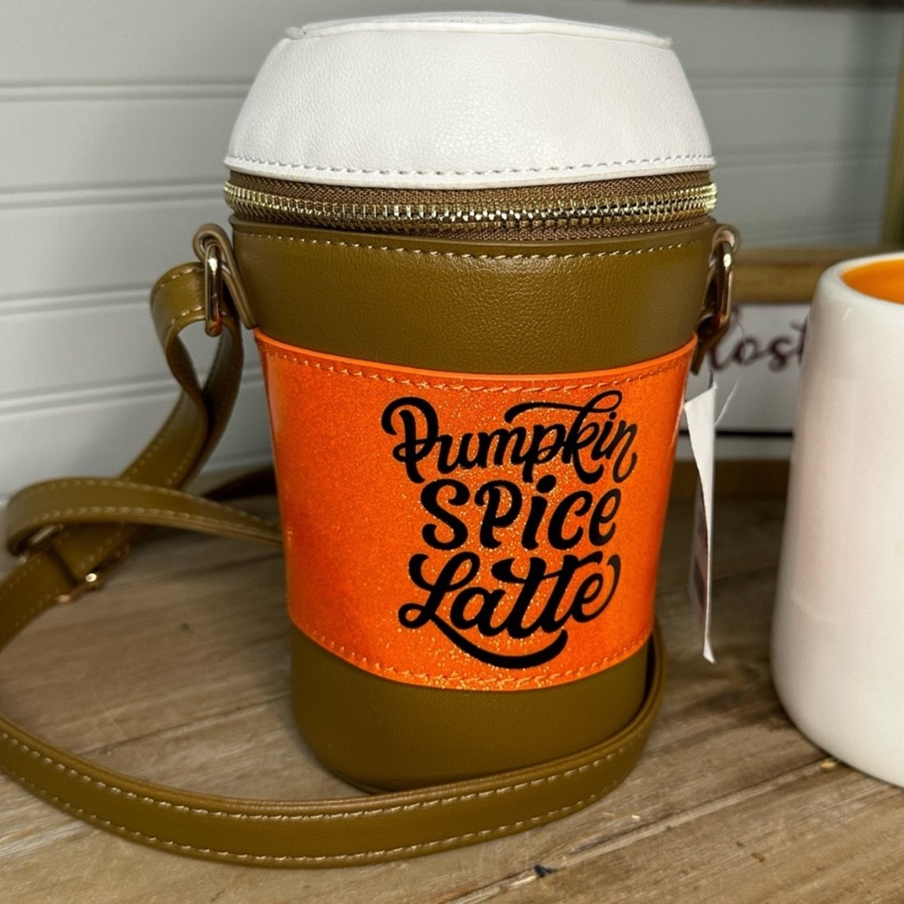 TJ Maxx Halloween Purse Pumpkin Spice Latte Novelty Bag Fall Autumn Orange Brown